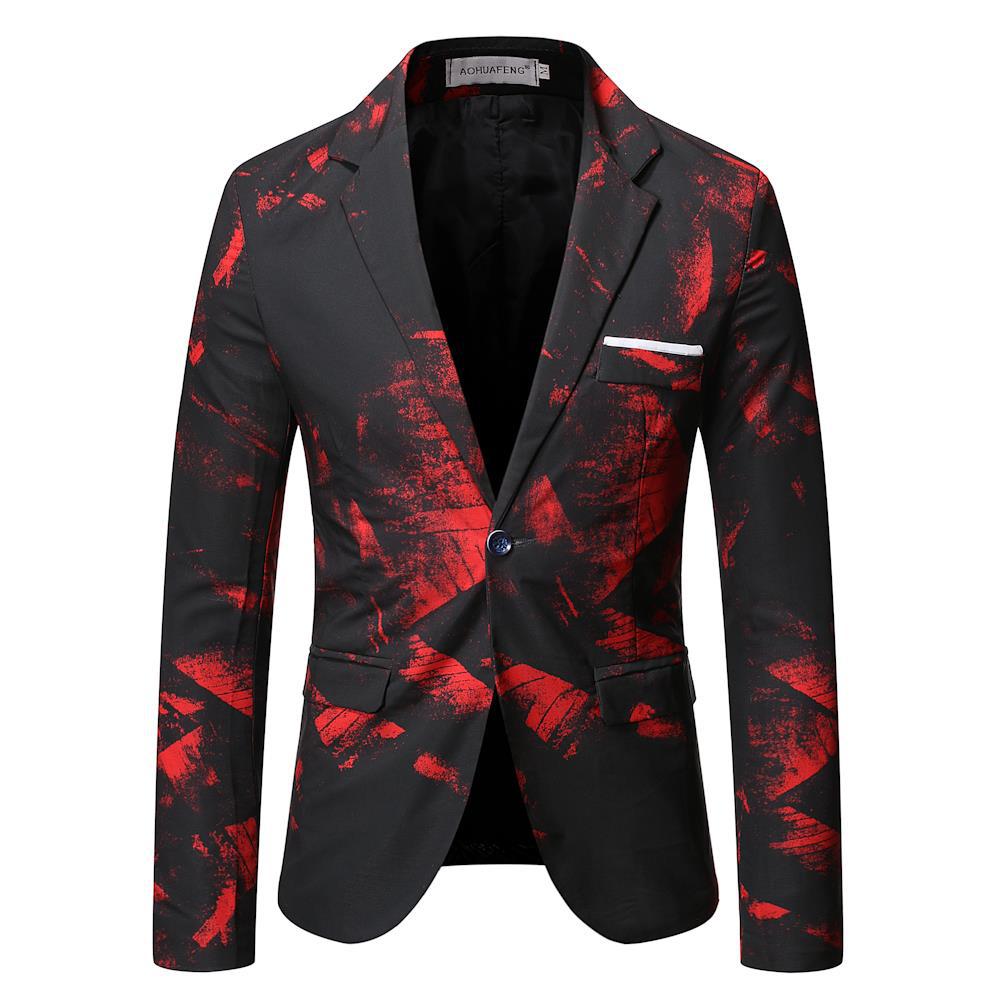 Foreign Trade Leisure Suit Korean Slim-fit Business Professional Dress Printed Suit Jacket 8822-P80