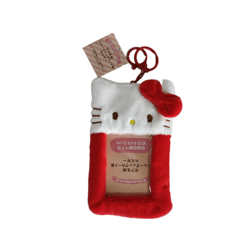 Japanese plush transparent card holder cute kitten puppy campus card bus card protective cover Penguin student card holder