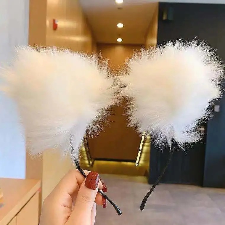 韓国版のぬいぐるみの鈴の狐の猫の耳のカチューシャの女性の卸売りの高級な現物のネットの赤い生放送の同じタイプのメイドのカチューシャ|undefined