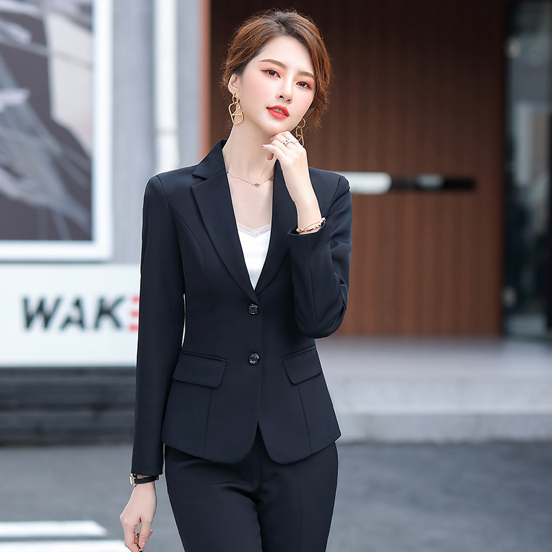 2024 Spring New Business Wear Women's Pants Suit Slim-fit Long-sleeved Suit Business Dress Small Suit Women's Tooling