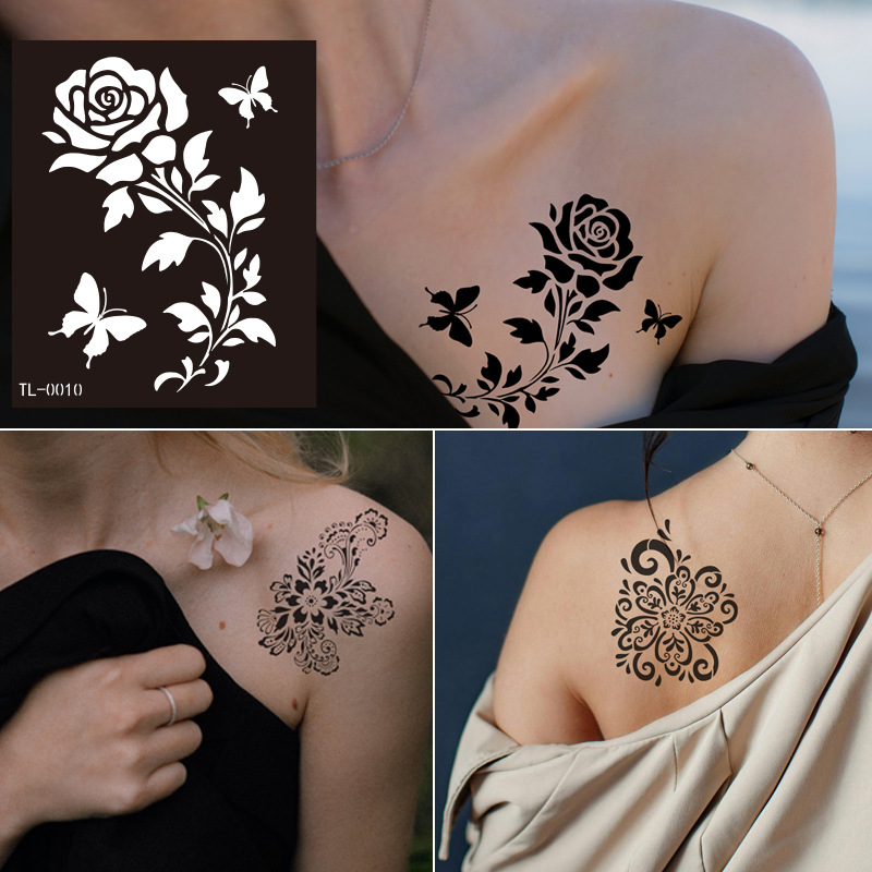Zhengxiang European and American PET Hannah Tattoo Hollow Tattoo Tattoo Henna Hand Painted Henna Tattoo
