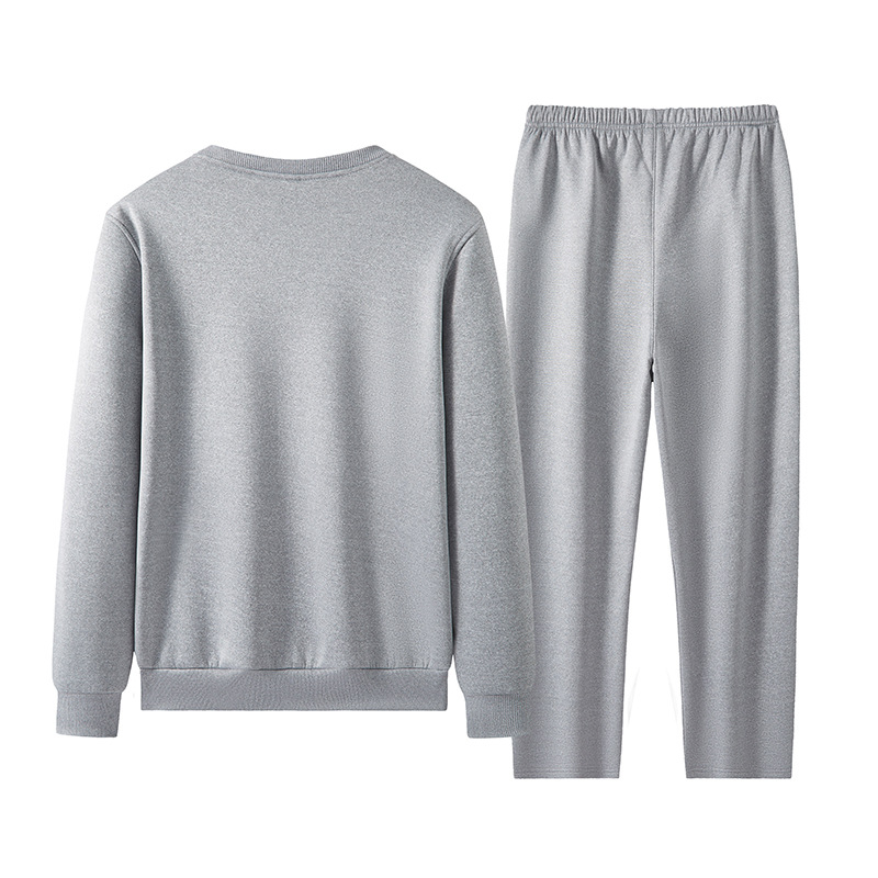 Feisai Wolf New Clothing Winter fleece-lined Thickened suit Casual Sports Round Neck No Metal No Pocket No Drawstring