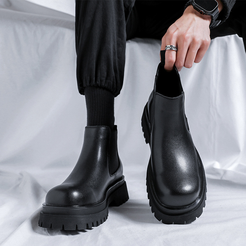 In the spring of 2023, the new youth tooling high-top leg round head medium barrel thick bottom medium heel Martin boots 182182-R