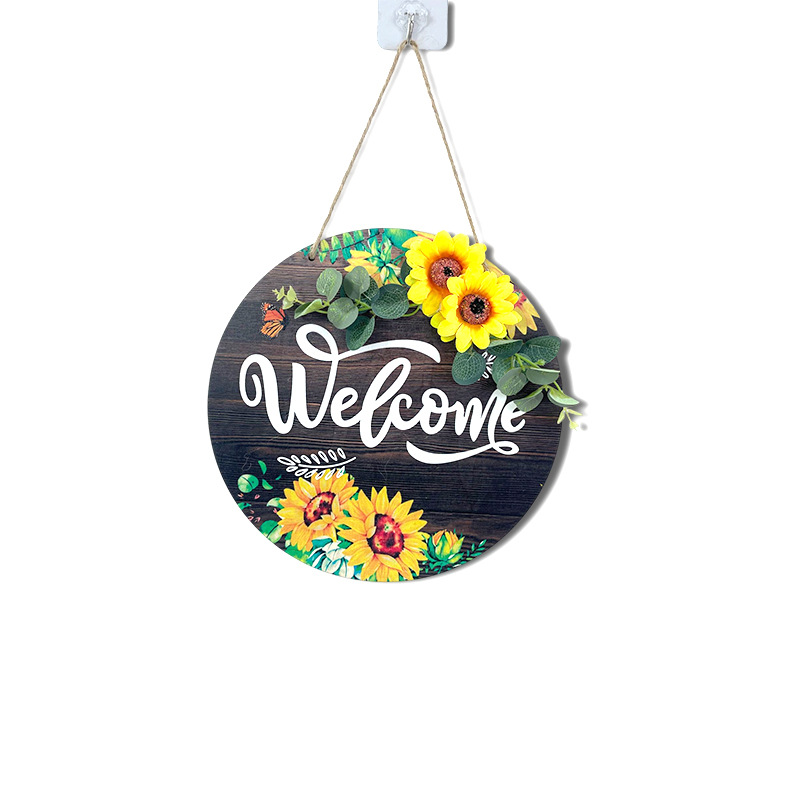 American Country Sunflower wlecme Decoration Door Plate Spring Door Hanging Door Plate Hanging Wooden Welcome Listing
