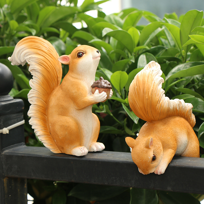 Simulation animal Squirrel Sculpture pendant courtyard ornaments garden landscape decoration squirrel props resin crafts