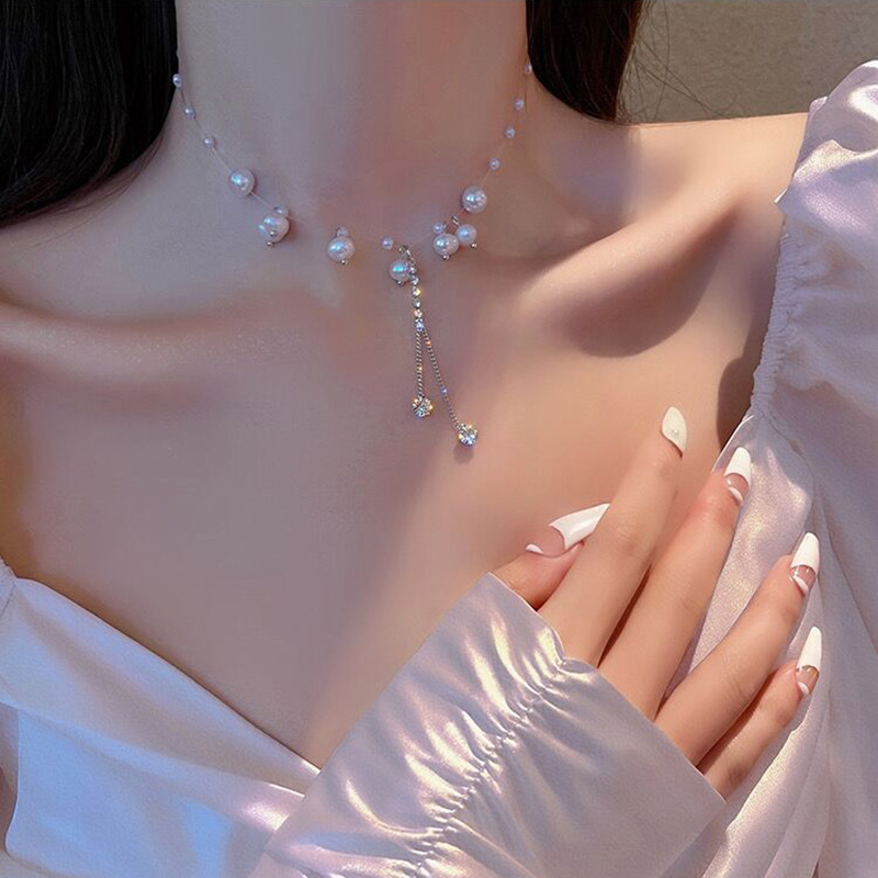 Light Luxury Pearl Necklace Women's 2022 New Fashion Elegant Niche Design Sense Collarbone Chain Simple All-match Necklace Chain