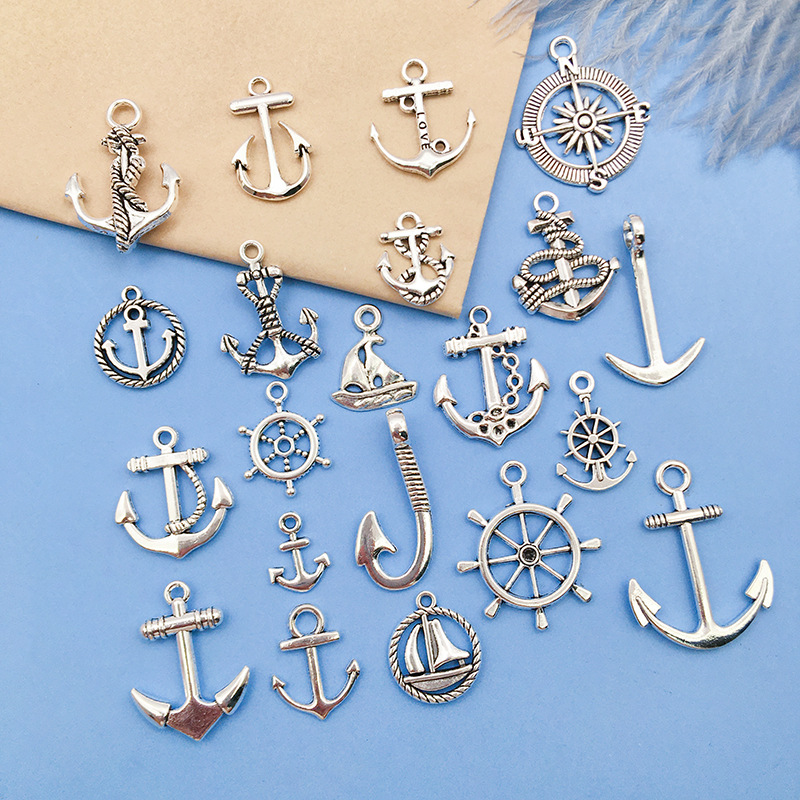 diy jewelry accessories handmade material 1 retro anchor rudder pendant cross-border foreign trade hot selling Marine bracelet accessories