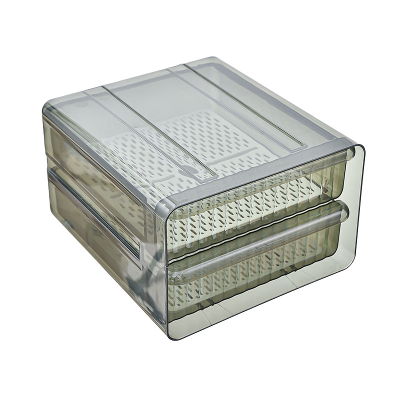 Transparent refrigerator fresh storage box drawer double egg box vegetable fruit drain fresh storage box wholesale