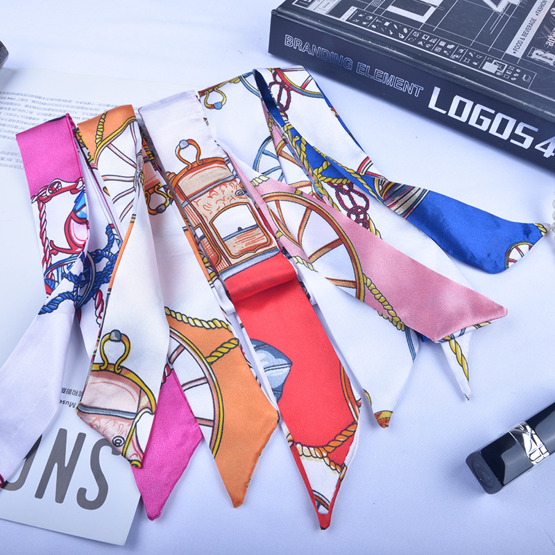 Hanging Spike Silk Scarf Handbag Tie Handle Silk Scarf Scarf Bag with Accessories Hair Band Women's Hood Scarf Scarf
