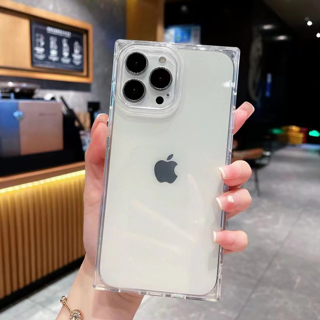 方形TPU軟殼手機殼適用iPhone14全包防摔透明蘋果13PROMAX保護套