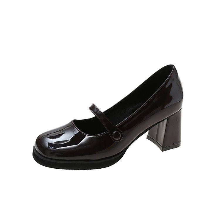 French High Heel Fairy Mary Jane Shoes 2023 Spring New Retro Medium Thick Heel JK Women's Shoes Lori Black Single Shoes