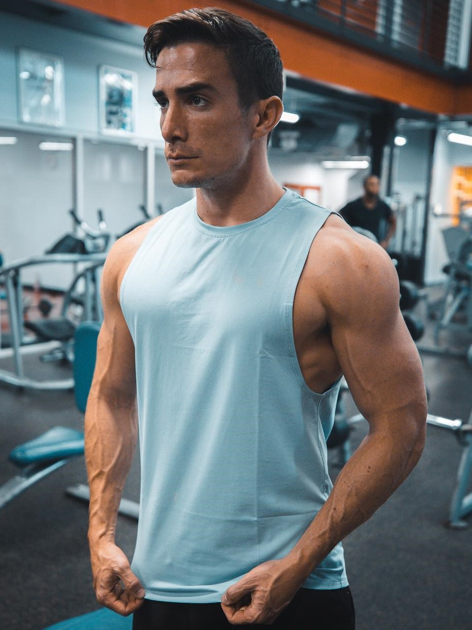 Muscle Fitness Male Brothers Summer Sports Leisure Running Exercise Light Plate logo Free Cotton Sleeveless Vest Cross Border