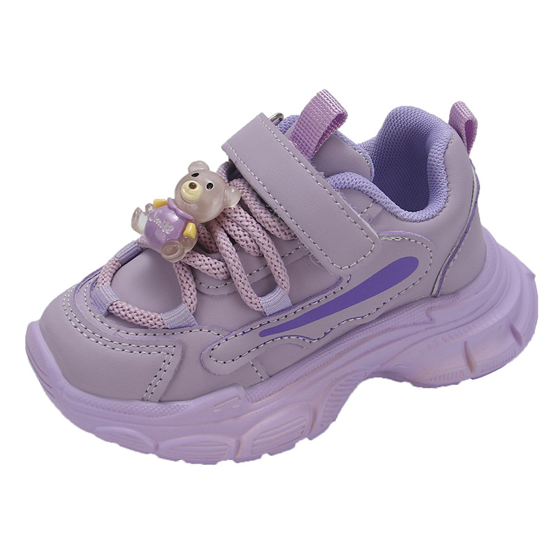 Girls sneaker children leather running shoes 2023 autumn new children's shoes 1-6 years old 3 men's treasure toddler shoes