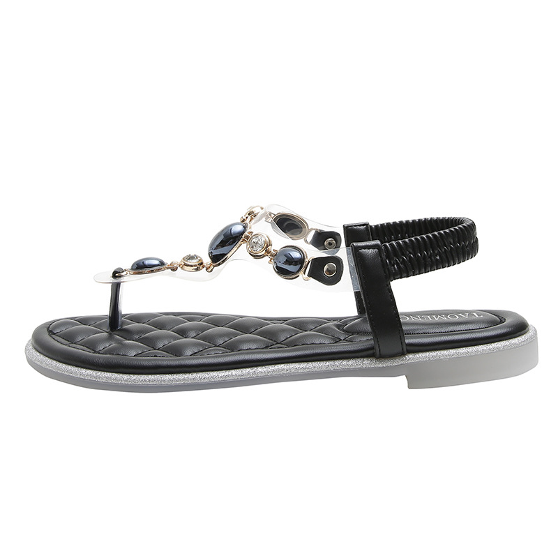 2024 New Cyber Celebrous Transparent Sandals Women's Summer Outer Wear Sandals and Slippers Women's Flat Roman Sandals Large Size Women's Shoes 43