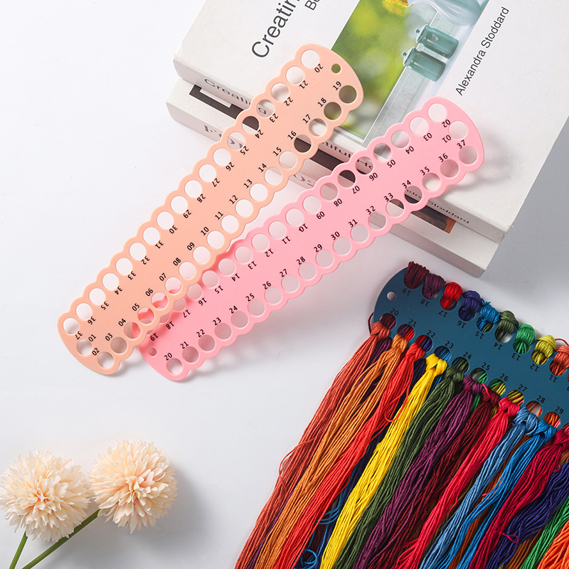 Cross stitch tools embroidery thread finishing storage plastic threading board 37 holes colorful plastic wire Board cross stitch winding board