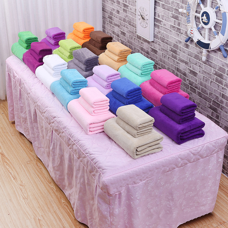 Beauty salon bed-making bath towel can be opened hole massage bed-making towel enlarged thick lint-free soft absorbent bath towel logo