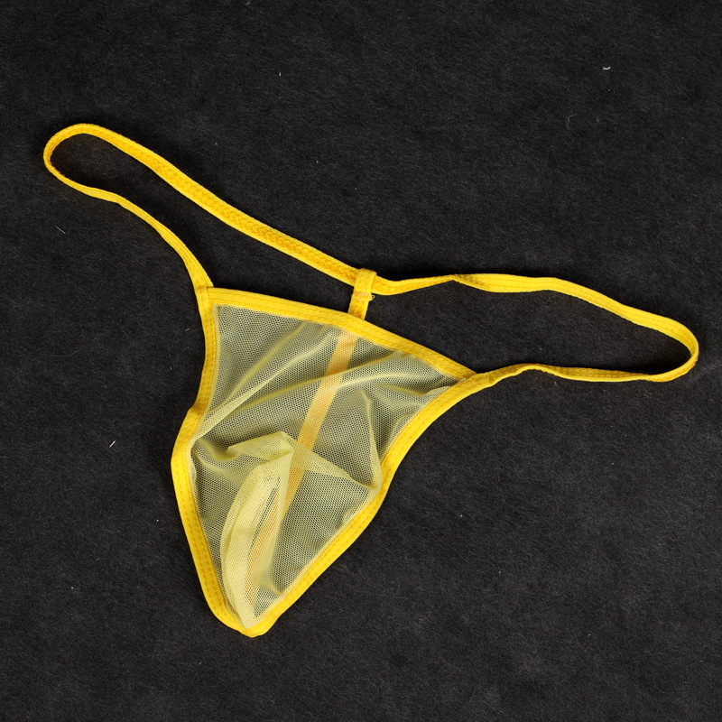 Men's sexy stockings underwear thong ultra-thin transparent breathable sexy seamless briefs T library transparent