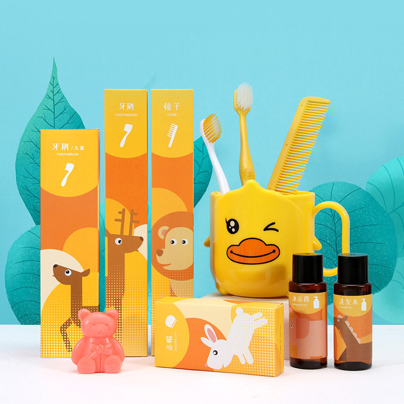 Children's hotel supplies hotel room disposable toiletries toothbrush toothpaste set 2 in 1