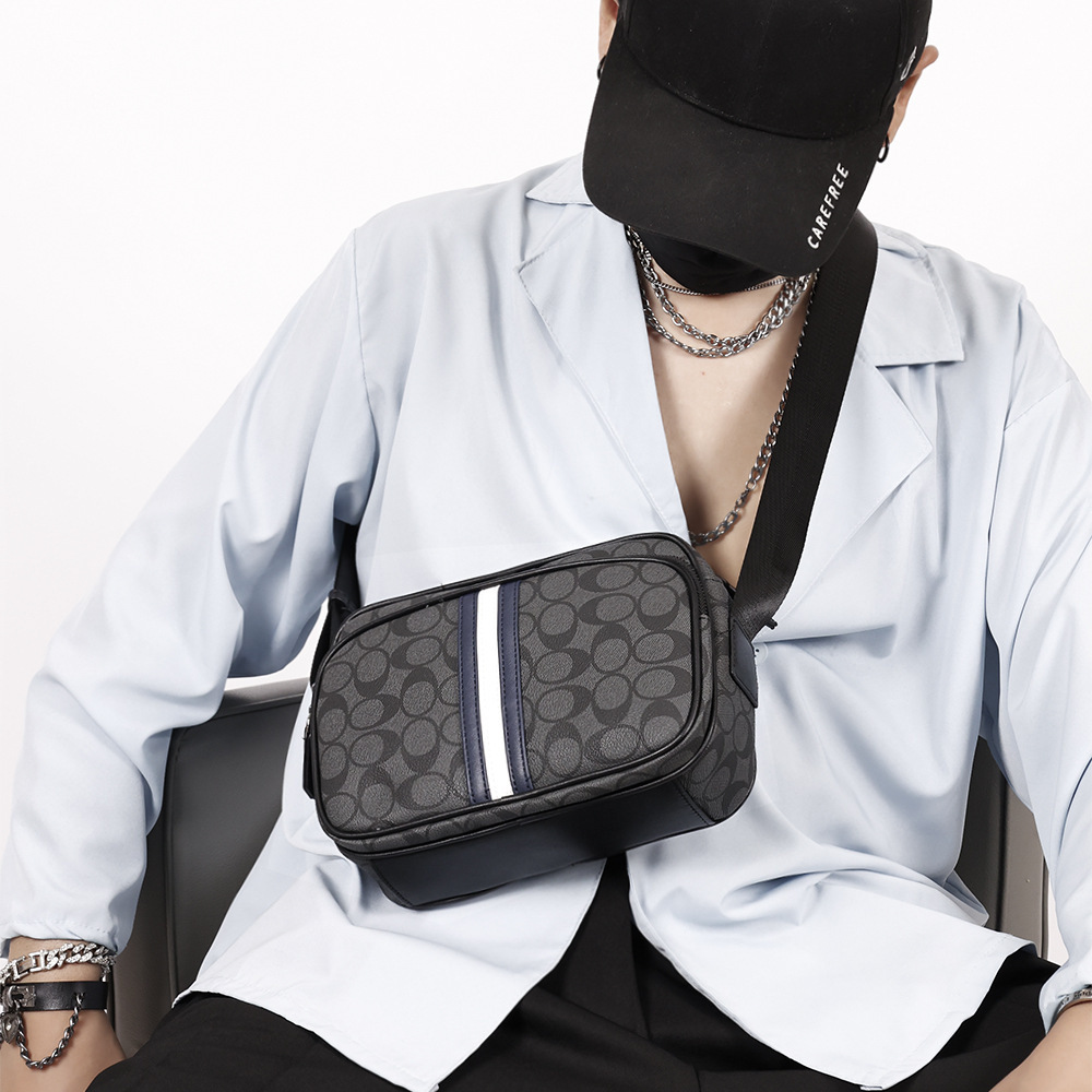 Street Men's Korean Style Horizontal Shoulder Bag Trendy Men's Couple Crossbody Bag Letter Small Square Bag Back Trendy Brand Men's Bag