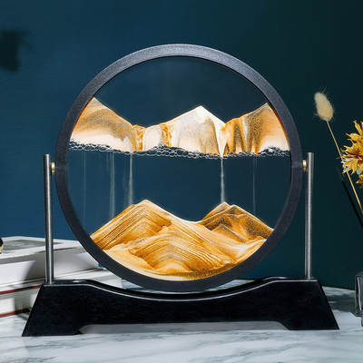 Round 3D Glass Sand Painting Flip Light Luxury Home Hourglass Gift Creative Sand Painting Crafts Desktop Ornaments