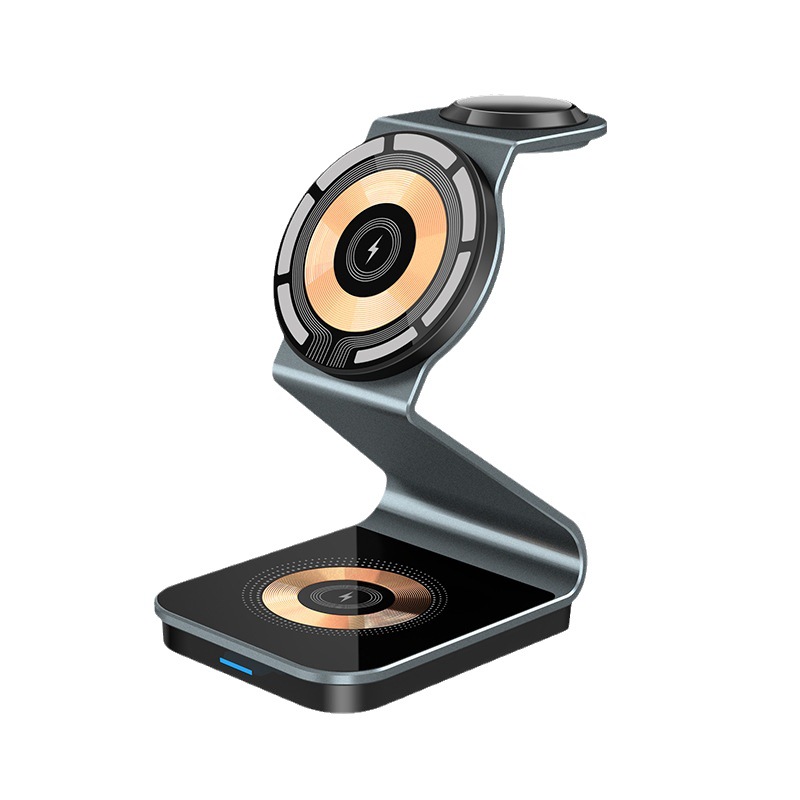 Factory wholesale qi2 magnetic wireless charger for Apple 15W three-in-one wireless charging base customization
