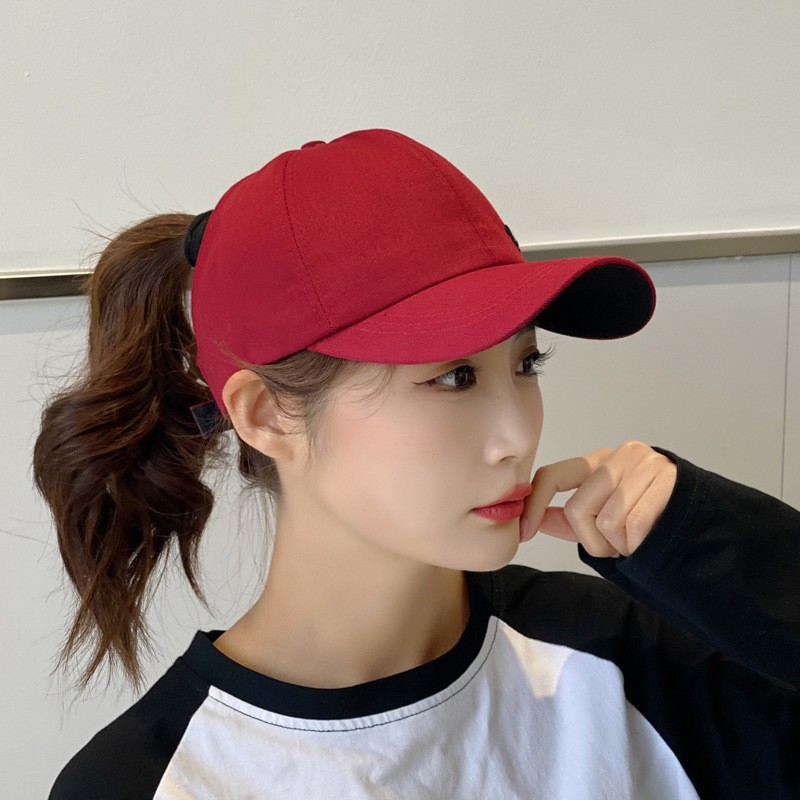 Spring and Summer Simple Half Empty Top Polyester Cotton Baseball Cap High Ponytail Face Shown Small Sun Hat Women's Sunscreen Cap