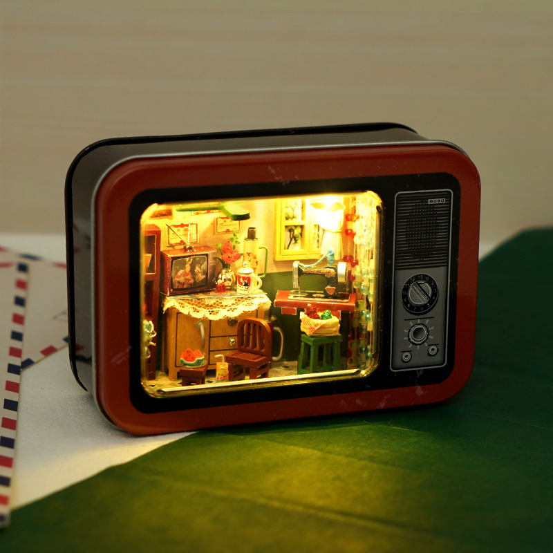 cross-border diy hut handmade tinplate box childhood memories model educational children's toys birthday gift