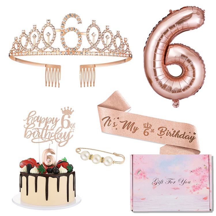 Children's Birthday Party Scene Decoration Digital Birthday Headwear Crown 3 Years Old 4 Years Old 5 Years Old Balloon suit