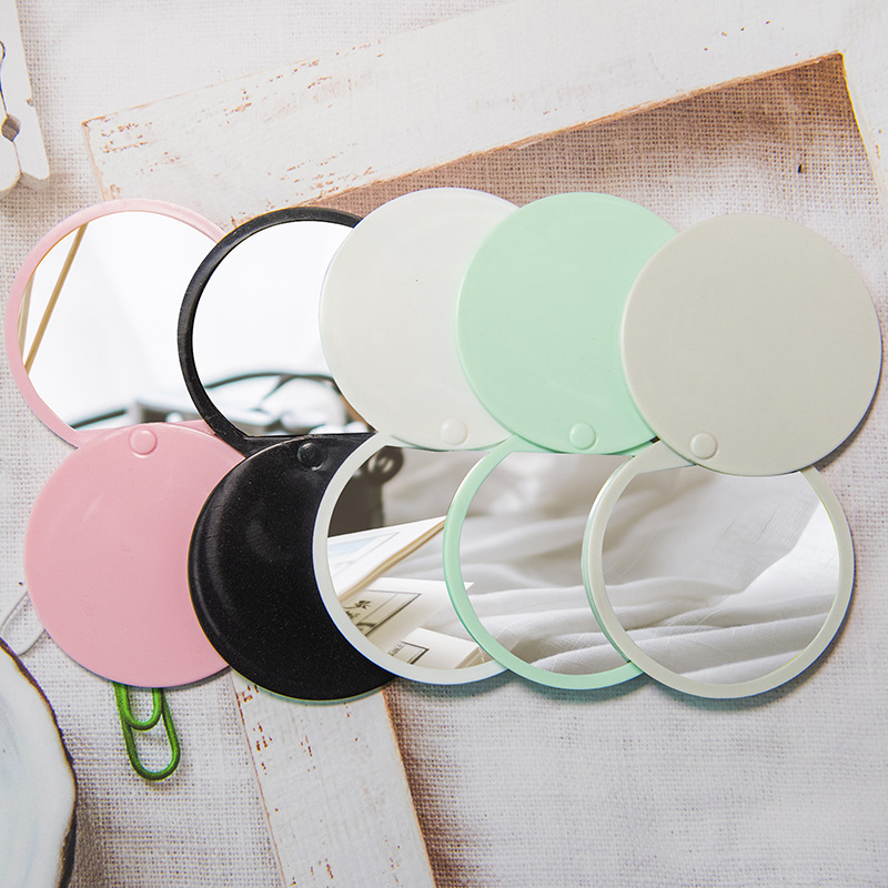 Round Portable Makeup Mirror Slide Folding Mirror Girls' Portable Small Round Mirror Printable logo Makeup Mirror Beauty Mirror
