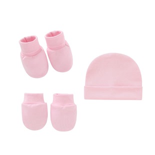 2021 Foreign Trade Baby Pullover Cap Gloves Foot Cover 3 Pieces Set Baby Fetal Cap Newborn Hat Warm