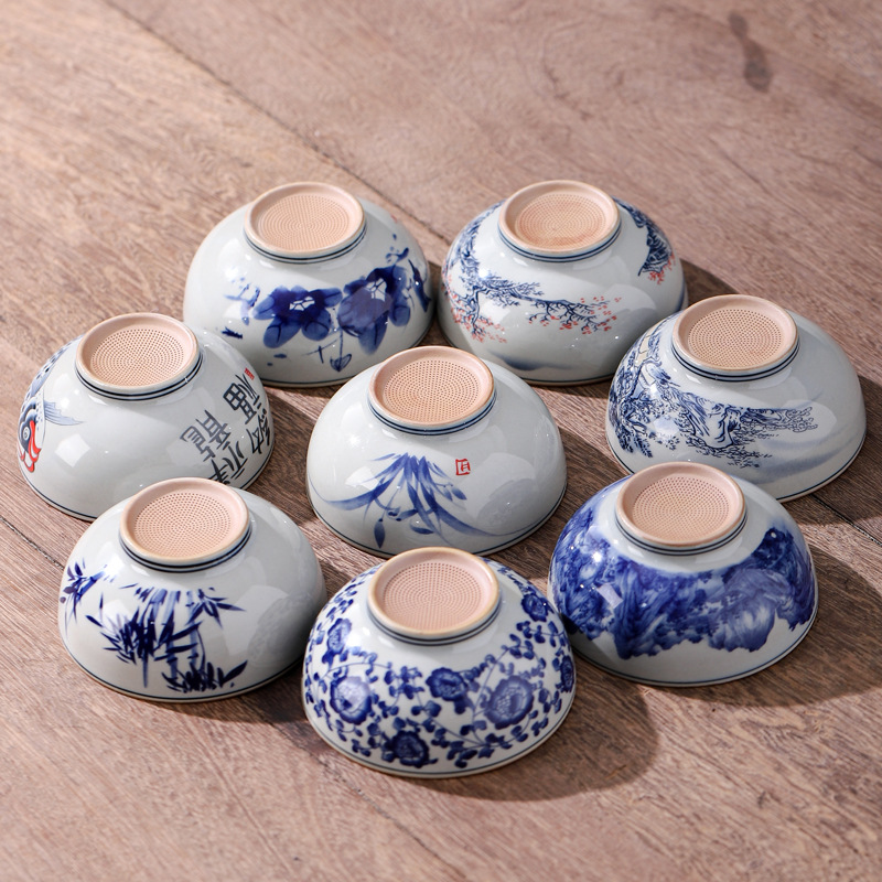 Light luxury old clay tea strainer Chinese retro kung fu tea set accessories tea strainer household blue and white tea strainer