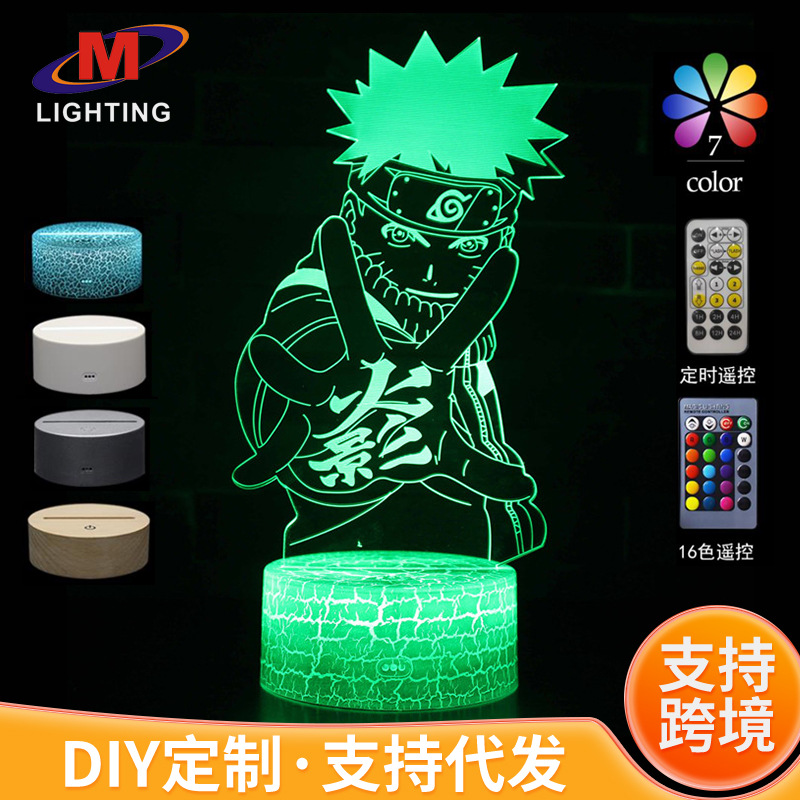 Cross-Border dedicated to Naruto Naruto Bosasuke 3d night light modeling light LED visual stereo light USB table lamp