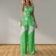Amazon 2024 Cross-border Summer European and American Women's Personality Straight Pants Sexy Fashion Casual suit