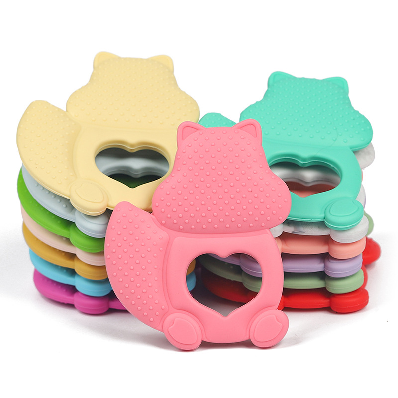 Food grade baby silicone teether baby cartoon teether baby teether stick anti-eating hand training teether
