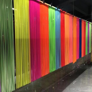 Fluorescent macaroon rain silk curtain birthday party holiday background decoration supplies kindergarten activity ribbon decoration