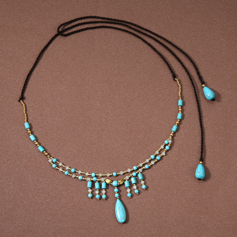 Stirnkette im Stil ausländischer Minderheiten, Kopfkette im tibetischen Stil, böhmische Halskette, Retro-Anzug für Damen, Reisefoto-Kopfbedeckung_voghion.com