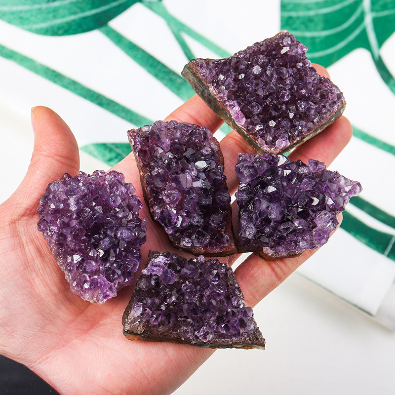 Natural Uruguay Amethyst Block Brazil Amethyst Cluster Holes Piece Ornaments Amethyst Ore Specimen Amethyst Cluster