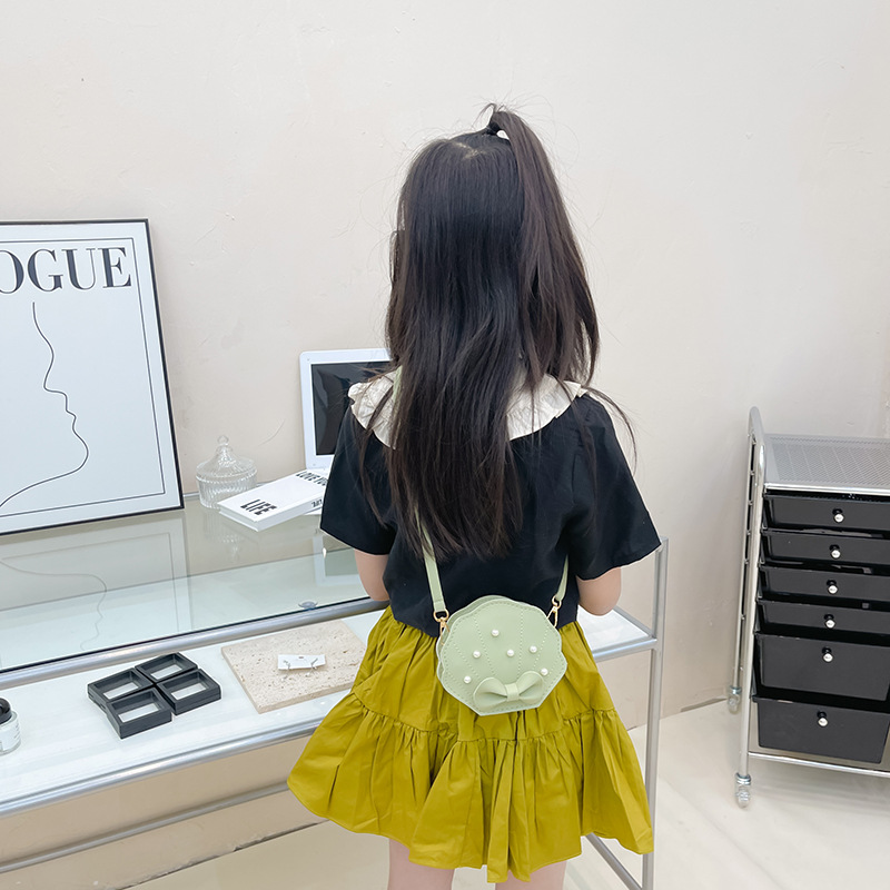 Children's Bag Korean Style Western Style Crossbody Bag Fashion Princess Pearl Bow Bag Girl Accessories Coin Purse Foreign Trade
