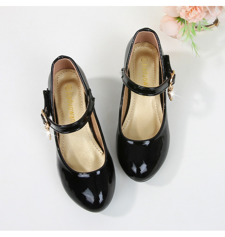 Girls' High-heeled Leather Shoes 2023 Four Seasons British School Student Shoes Single-layer Shoes Children's Performance Ballet Princess Shoes