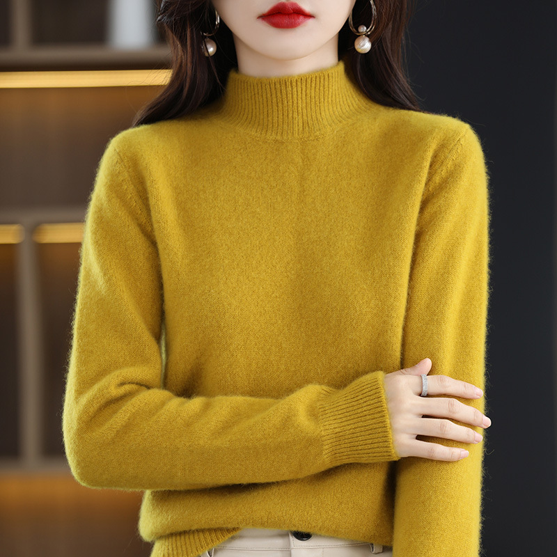 Autumn and Winter New Sweater Women's Half-turtleneck Long-sleeved Women's Top Loose Slimming All-match Sweater Pullover Sweater