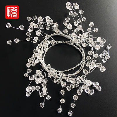 Yue Yin floral pearl ribbon Christmas Golden Leaf led light string wedding birthday cake decoration Crystal string Rattan