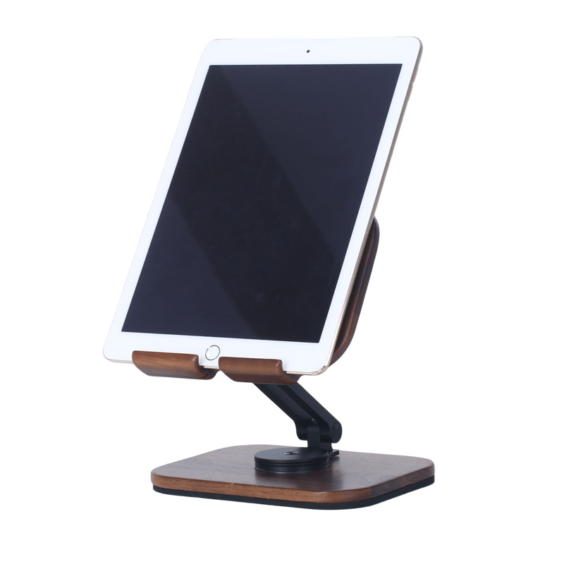 Cross-border solid wood tablet stand desktop support 360 degree rotating folding mobile phone stand accessories wholesale