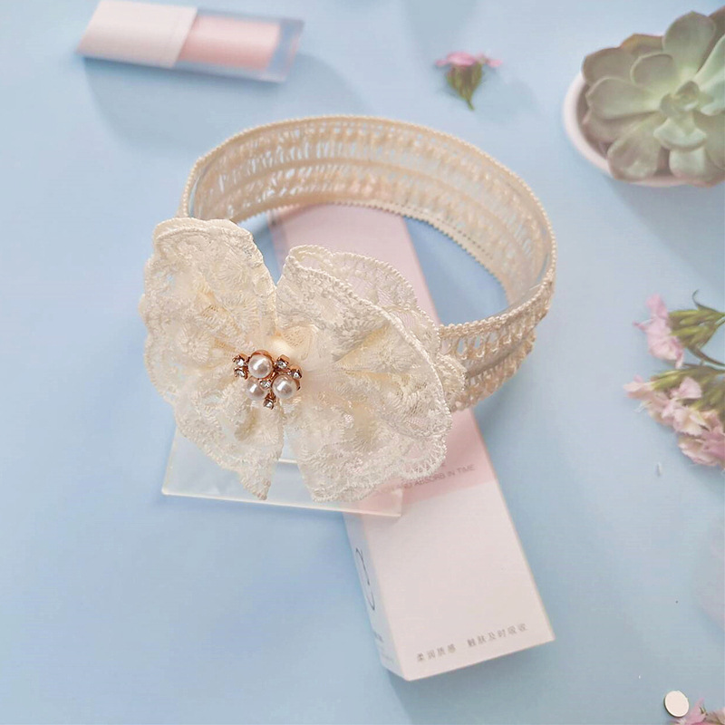 Korean style children's hair band hair accessories baby headband lace bow girl's headband Princess Pearl Flower Hundred Days photo