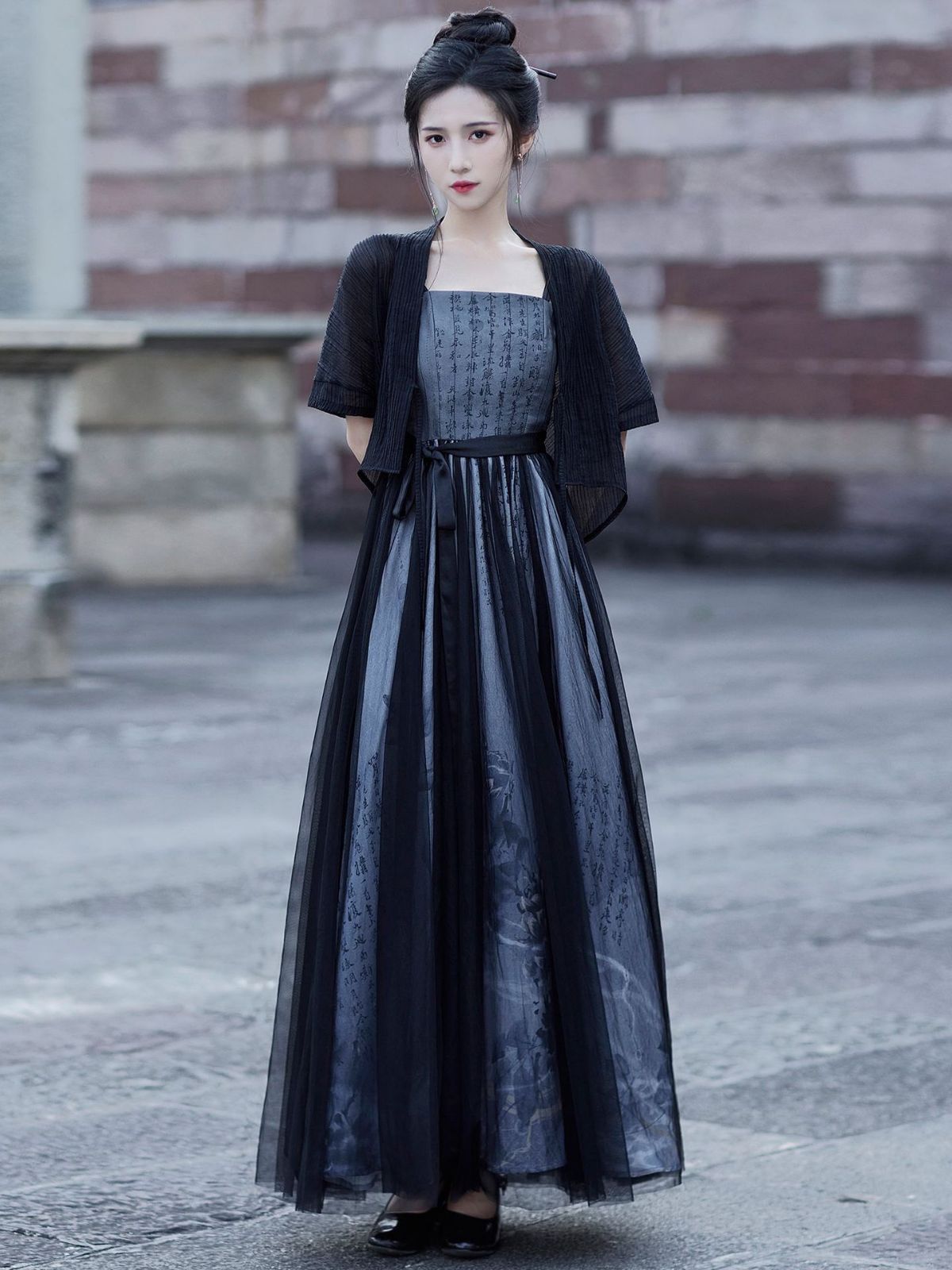 Twelve Flower Gods Terminalia Skirt Han Clothes Improved Han Elements Daily Work suit Pair Suspenders New Chinese Style dress