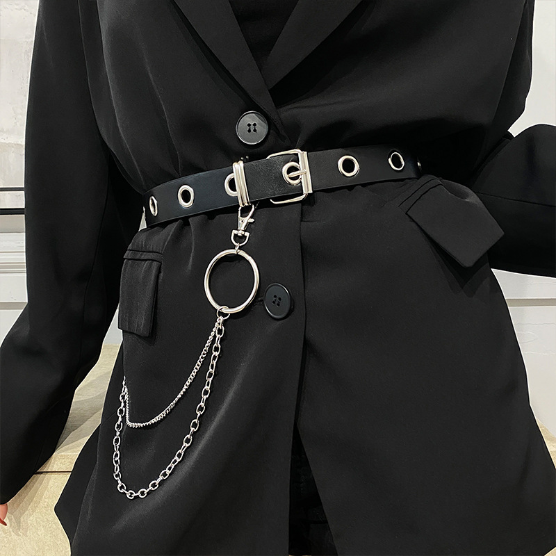 European and American concave shape belt ins super hot women's belt punk style student pants belt retro trend hip-hop bf
