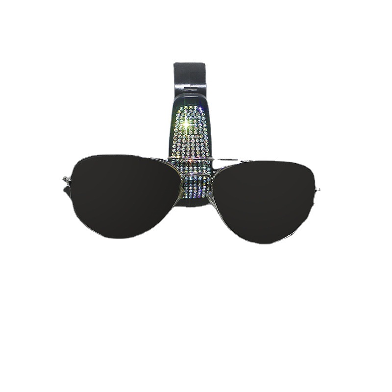 Car sun visor multifunctional Diamond glasses holder ticket holder car creative hot drilling glasses holder car supplies women