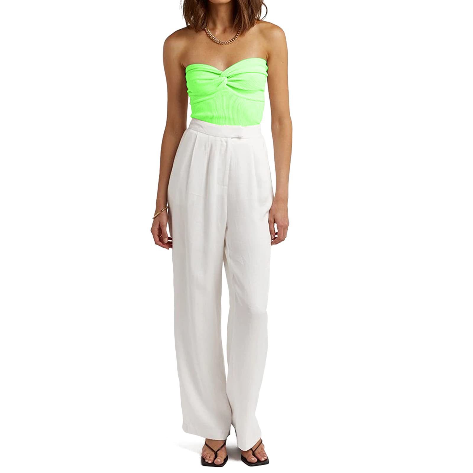 2024  European and American Spring and Summer New Solid Color Twisted Sling Short Tight Backless Tube Top Sweater Women's Clothing_voghion.com