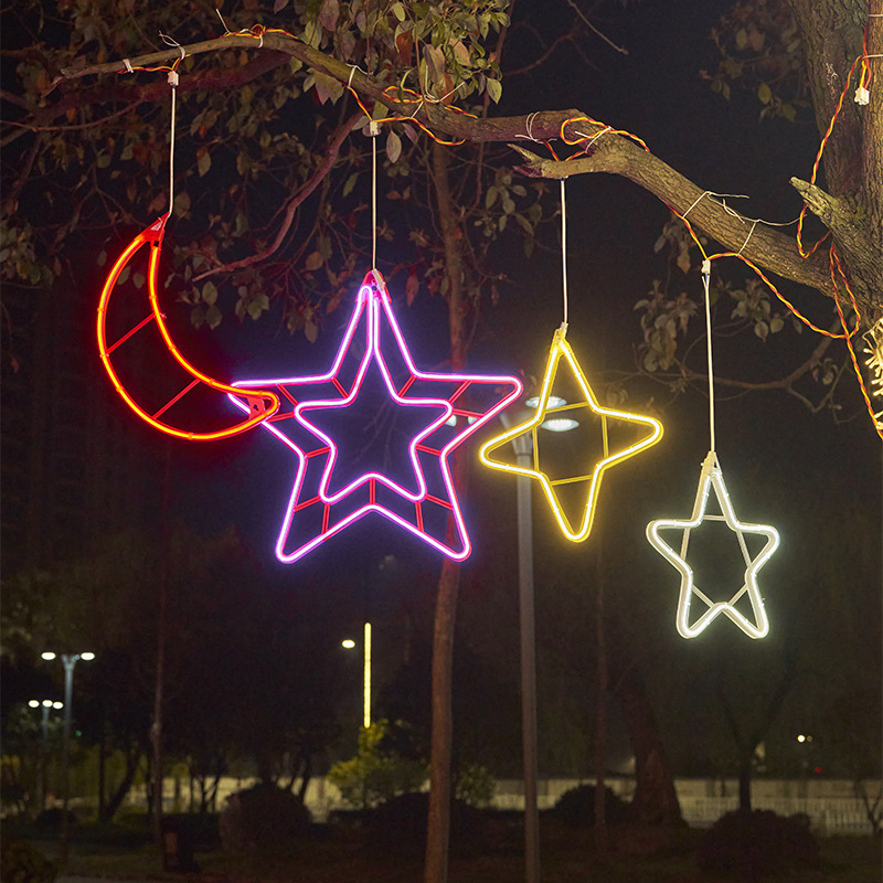 led five-pointed star lamp moon snowflake wishing modeling lamp outdoor waterproof street lighting holiday decorative lamp hanging tree