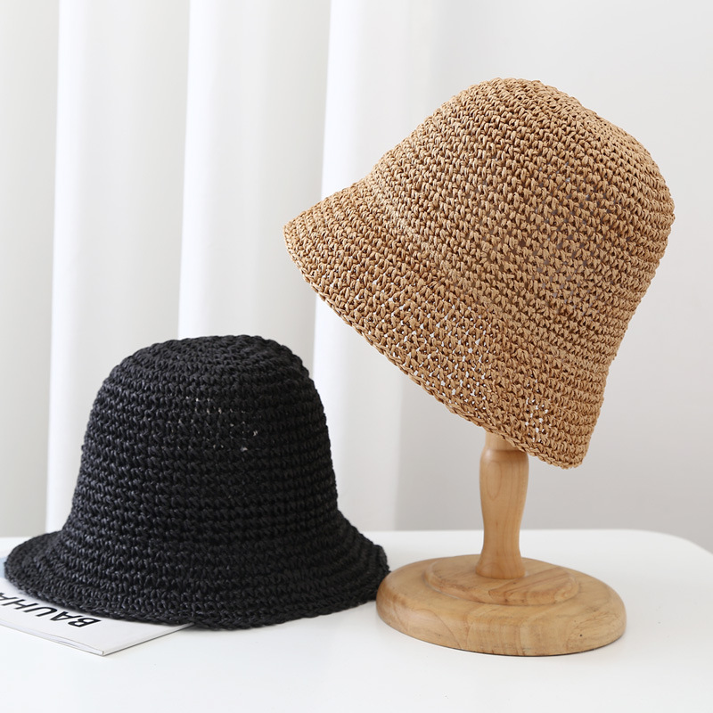 Internet celebrity style woven straw hat female fresh Beach sun protection hat female Japanese style trendy small brim fisherman hat