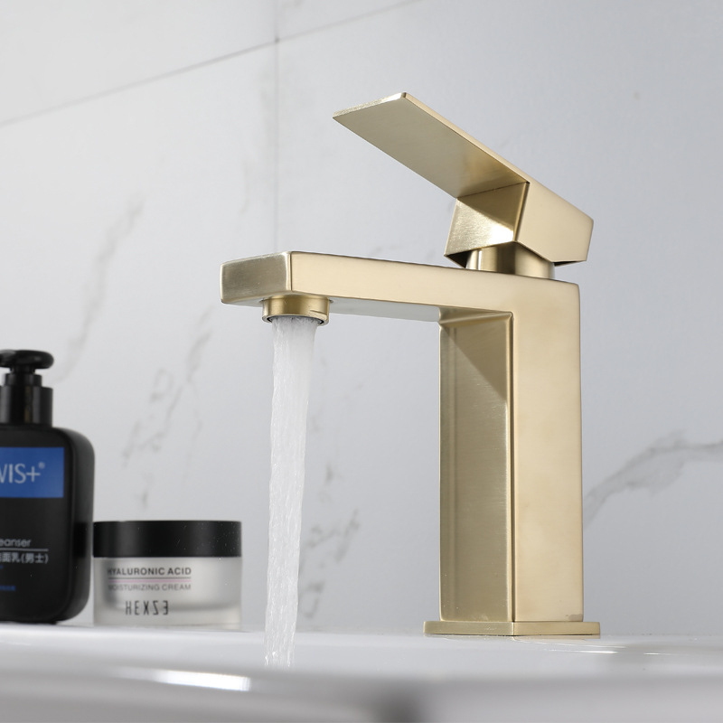 304 stainless steel washbasin faucet hot and cold brushed gold black bathroom basin basin mixing faucet